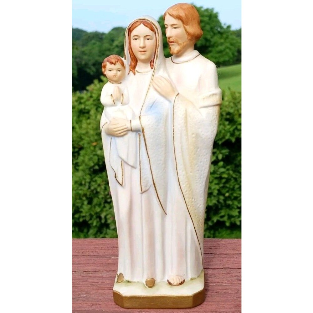 VTG Holy Family Mary Joseph Jesus Sanmyro Bisque Porcelain Religious Figurine
